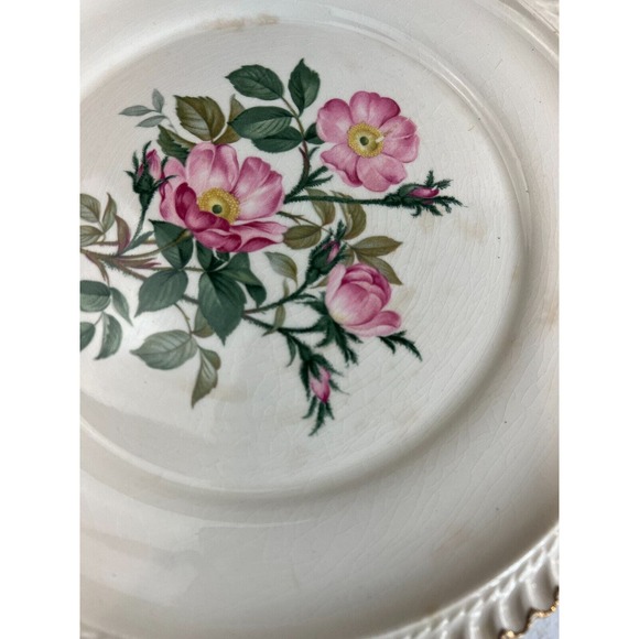 Vintage The Harker Pottery Co. 22 KT. Gold Floral Scalloped Edge Dinner Plate - Picture 4 of 9